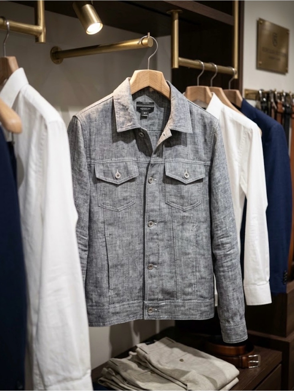 Men's Rare Gray Button-Front Casual Jacket